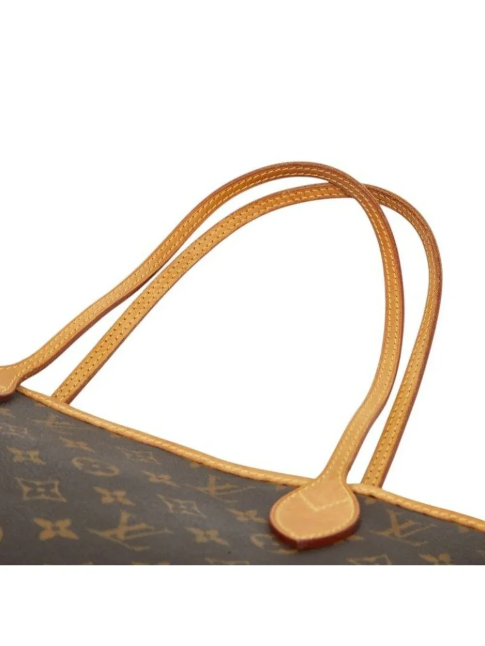 Louis Vuitton Monogram Neverfull MM Shoulder Bag Tote Brown Leather